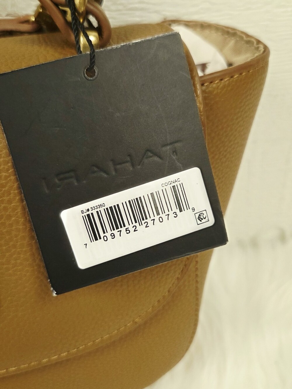 Tahari Caramel Brown Pebbled  Crossbody with Gold Hardware - Picture 3 of 9